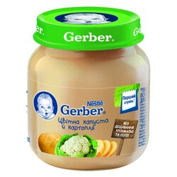 Пюре Gerber "Цвітна капуста і картопля", 6+ м 130 гр. (078761)