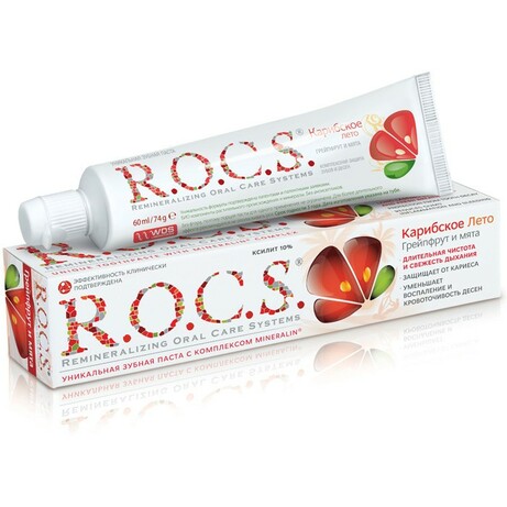 R.O.C.S. Зубна паста R.O.C.S. Карибське літо із смаком грейпфрута і м'яти(4607034470548)