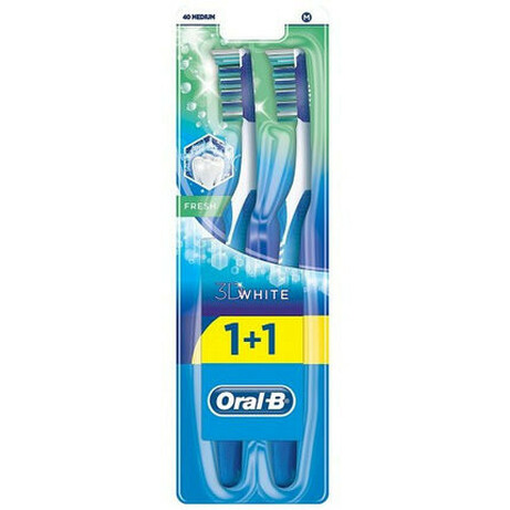 Oral-B. Щетка зубная 3D White Fresh 40 средней жесткости 1+1 бесплатно (3014260022709)
