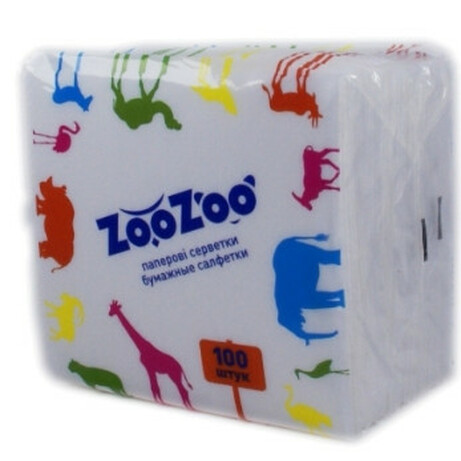 ZooZoo. Серветки  1слой білі 24х23см  100шт/уп(4823019009293)