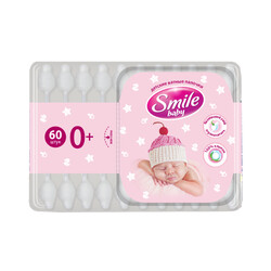 Smile. Детские ватные палочки Smile с ограничителем, 60 шт. (4823071613544)