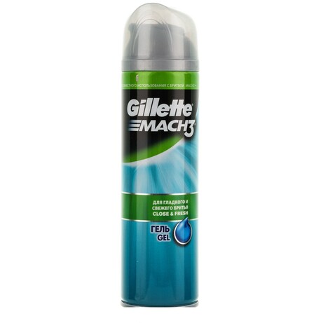 Gillette.Гель для бритья Gillette Mach 3 Close & Fresh "Для гладкого и свежего бритья" (200 мл) (088