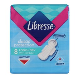 Libresse. Прокладення Libresse Classic Protection Long + Dry 8 шт(7322541233291)