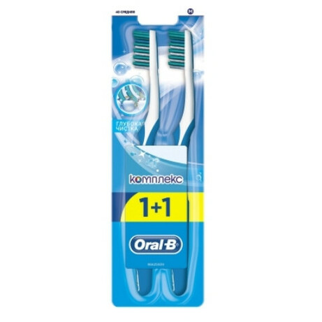 Oral-B. Зубная щетка Глубокая чистка средняя, 1+1шт бесплатно 2шт/уп (3014260022617)