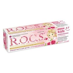 ROCS. Детская зубная паста Kids Sweet Princess с ароматом розы, 3-7лет, 45г (473037)
