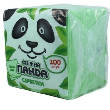 Сніжна панда. Серветки  1-слойные зелені 24х24см 100шт/уп(4823019009101)