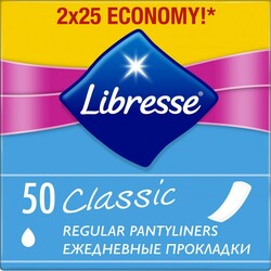 Libresse.  Ежедневные гигиенические прокладки Libresse Pantyliners Classic 50 шт (7322540157093)