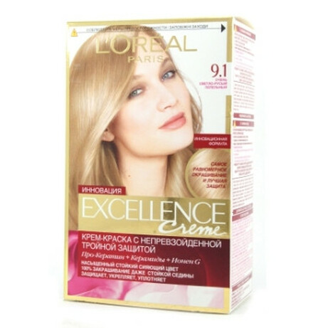 L'Oreal. Фарба для волосся  Excellence тон 9.1 1шт(3600520222370)