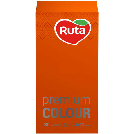 Ruta. Серветки Premium Colour помаранчеві 30 шт/уп   (4820023748378)