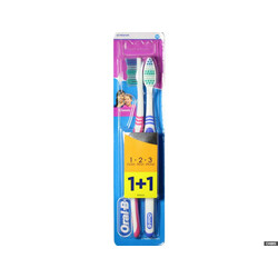 Oral B. Зубная щетка 3 Effect Classic 40, средняя, 2 шт (красная+желтая) (023010)