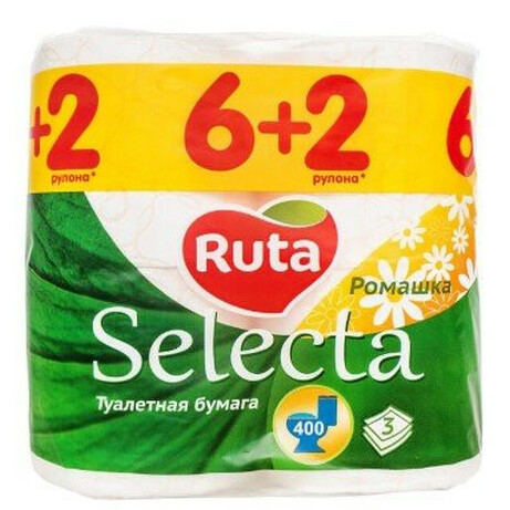 Ruta. Папір туалетна Selecta аром ромашки біла 8шт(4820023744790)