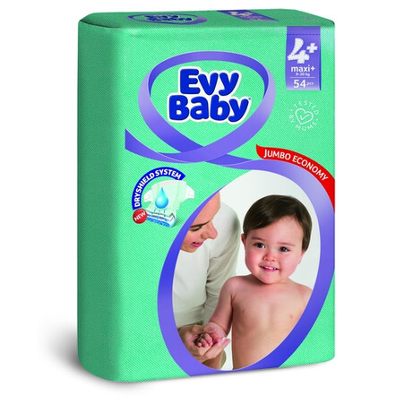 Evy baby. Детские подгузники Evy Baby Maxi Jumbo 4+ (9-20 кг) 54 шт (8690506411237)
