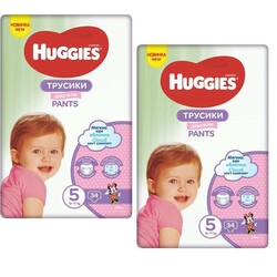 Huggies. Подгузники-трусики Huggies Pants для девочек 5 (12-17кг), 2х34шт (564272/2)