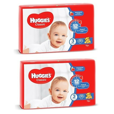 Huggies. Подгузники Huggies Classic 3 (4-9 кг), 116 шт. (543109/2)