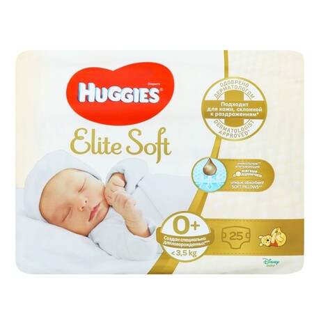 Huggies. Подгузники Huggies Elite Soft 0 (2- 3,5 кг), 25 шт. (548005)