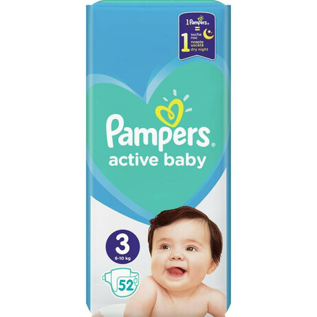 Pampers. Подгузники Pampers Active Baby Размер 3 (6-10 кг), 52 подгузника (910745)