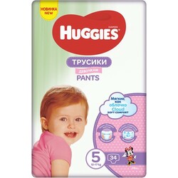 Huggies. Подгузники-трусики Huggies Pants для девочек 5 (12-17кг), 34шт (564272)