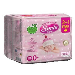 Smile Baby. Влажные салфетки для новорожденных, 3х72 шт с клапаном (4823071639698)