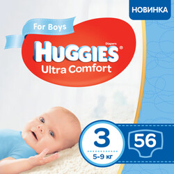 Huggies. Подгузники Huggies Ultra Comfort для мальчиков 3 (5-9 кг), 56 шт. (5029053565361)