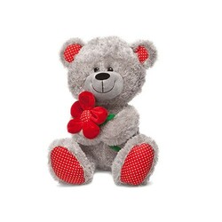 Lava. Медведь с красным цветком (22 см, музыкальный) (LF1096)