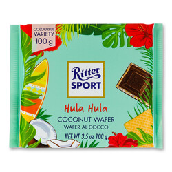 Ritter Sport. Шоколад молочний кокос-вафлі 100г. (4000417215000)