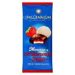 Millennium. Шоколад молочный  клубника муссовый 135г. (4820075507664)