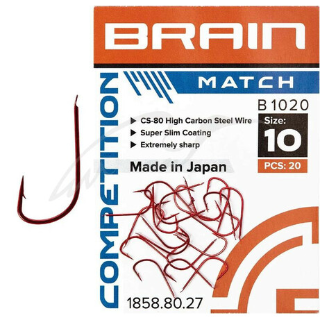 Brain. Крючок Match B1020 №16 (20 шт/уп) ц:red (1858.80.24)