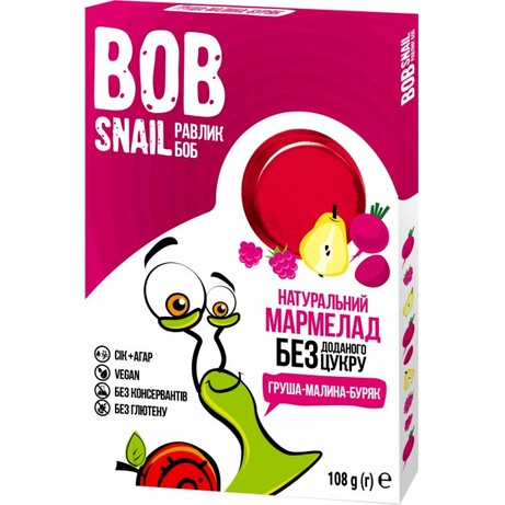 Bob Snail Мармелад натуральные Грушево-малиново-буряковый 108 г (4820219341529)