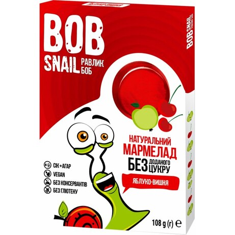 Bob Snail Мармелад натуральні Яблучно-вишневий 108 г (4820219341246)