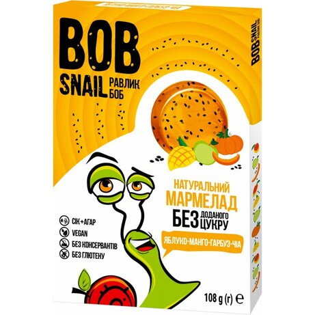 Мармелад Bob Snail натуральні Яблучно-манго-гарбузовий з Чіа 108 г (4820219341277)