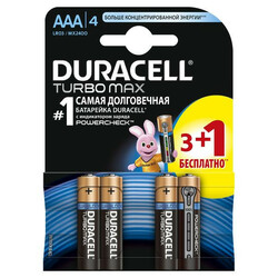 Duracell.Батарейки TurboMax AAA 1.5V LR03 3+1шт (007802)