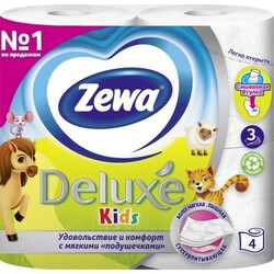 Zewa. Туалетная бумага детская,  4 рулона *21 м/150 листов 3 шара  (7322540606102)