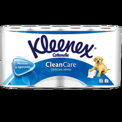 Kleenex.Двухслойная туалетная бумага 8 шт (Clean Care)