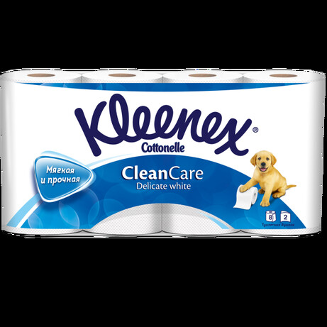 Kleenex.Двошаровий туалетний папір 8 шт(Clean Care)