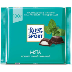 Ritter Sport. Черный шоколад с мятой 100г (4000417028600)