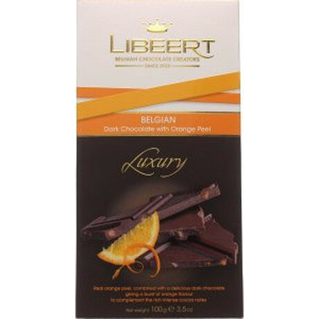 Libeert. Шоколад черный с кусочками апельсиновых цукатов 100 гр(5411901945621)