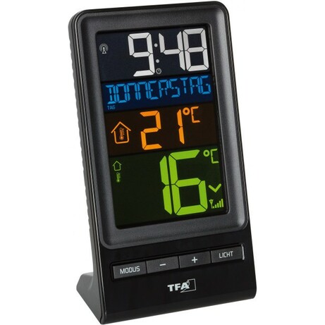 TFA . Термометр цифровой "SPIRA", чёрный, внешний радиодатчик, 83x55x152 мм (30306401)