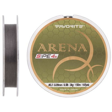 Favorite.  Шнур Arena PE 150м(silver gray)  №0.3/0.09mm 6.5lb/3kg(1693.10.90)