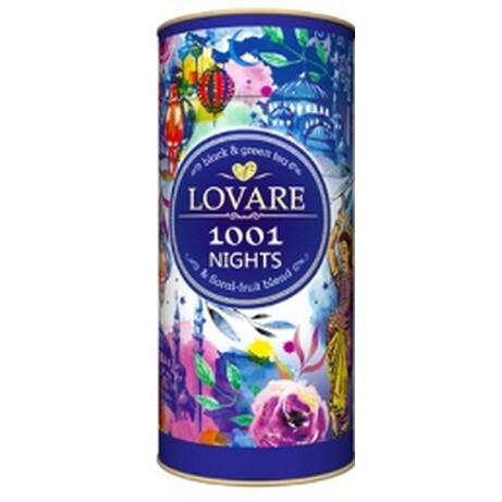 Lovare. Чай Lovare 1001 Ніч чорний і зелений листовий з ягодами і фруктами 80г(4820097815778)