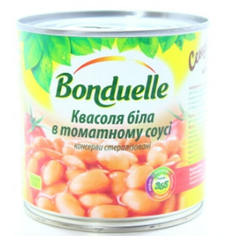 Bonduelle. Фасоль белая в томатном соусе 430гр(3327061817444)