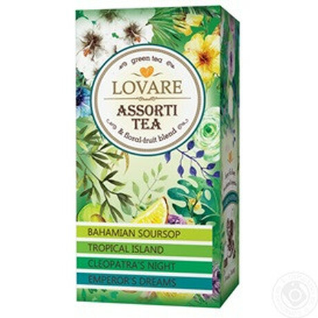Lovare. Чай Lovare зеленый ассорти в пакетиках 4 вида * 6шт * 2г  (4820097815679)
