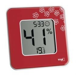 TFA . Термогигрометр цифровой "Style", 104x104x13 мм, красный (30502105)