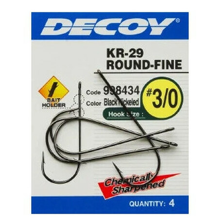 Decoy. Гачок KR - 29 WORM ROUND - FINE №2/0(4 шт/уп) (1562.04.12)