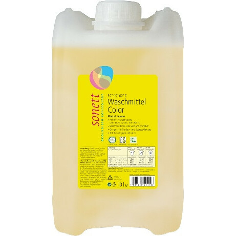 Sonett. Органическое жидкое стиральное средство Color Mint & Lemon Концентрат для цветных тканей 10 