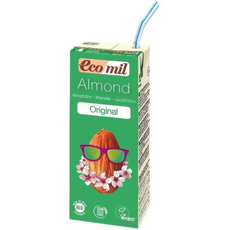 Ecomil. Органічне рослинне молоко Ecomil Мигдальне з сиропом агави без цукру 200 мл (842853