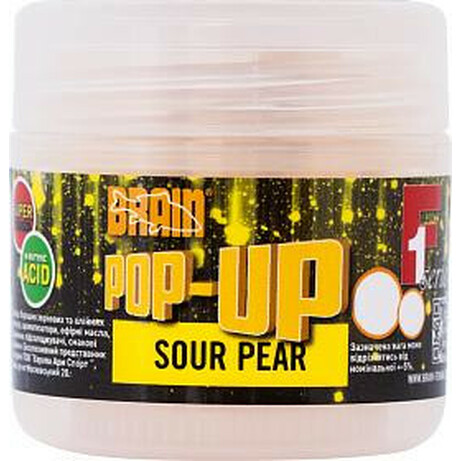Brain. Бойлы Pop - Up F1 Sour Pear(груша) 14mm 15g(1858.04.66)