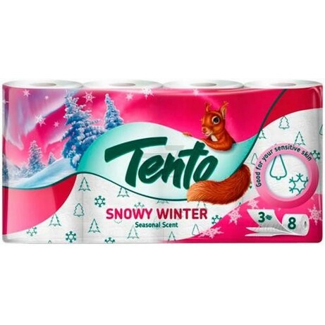 Tento. Туалетний папір 3-х слойная TENTO snowy winter, 8 рул. (86710)