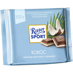 Ritter Sport. Шоколад молочный с кокос-мол. кремом 100г (4000417298607)