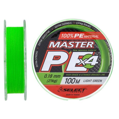 Select. Шнур Master PE 100m(салат.) 0.18мм 21кг(1870.17.06)