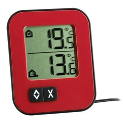 TFA . Термометр цифрової "Moxx", зовнішній дротяний датчик, червоний, 69x58x34 мм(30104305)